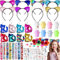 G.C Katzen Mitgebsel Kindergeburtstag Pinata Geburtstag Mädchen mit Pailletten Katzenohren Stirnband und Schlüsselanhänger Tattoo Katze Give Aways Gastgeschenk Mitbringsel Kindergeburtstag Mädchen