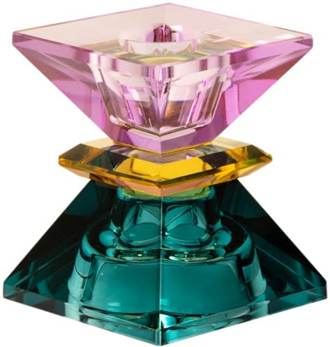 Kristallhalter | Kerzenhalter Form: Sanduhr (Petrol, Gelb, Violett)