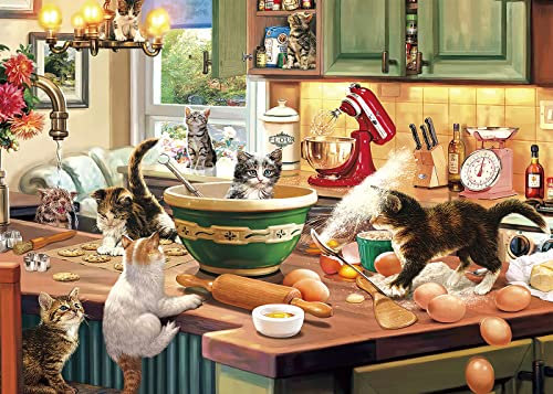 yoofun Jigsaw Puzzles 1000 Pieces - Impossible Hard Challenge Puzzles for Adults - Kitchen Cats
