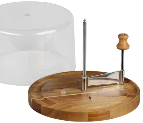 Kesper Rabot à fromage avec couvercle - Bois d'acacia certifié FSC - 21,7 cm de diamètre - Idéal pour le thé de moine