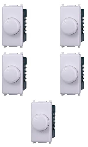 5x Dimmer, regolazione 100W-1000W, Moduli Bianchi, Compatibile Con Vimar Plana, frutti, interruttori, pulsanti, deviatori, dimmer, sensori, PIR, buzzer, Per Placche originali e compatibili