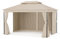 blumfeldt Mondo Dual Tonnelle 3x4 - Double Toit & Moustiquaires, Armature Métallique Résistante, Rideaux Inclus, Tonnelle de Jardin, Facile à Assembler, Beige