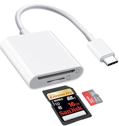 1Pcs Dual Slot SD Card Reader, USB C SD CardReader, Camera Card Viewer Reader SD Card Reader Adapter, Photography Memory Card Reader, Supports SD and TF Card, for MAC, Plug and Play