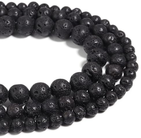Naturstein Perlen 8mm schwarz Lava poliert Runde glatte Edelstein Perlen für Schmuck machen 15 Zoll
