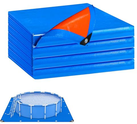Tapis de sol de piscine, 3 m x 4 m, tapis de piscine pour dessous de piscine, doublure double face, tissu de couverture de natation robuste, tapis de sol plus épais pour éviter les perforations et