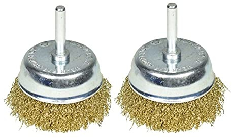 Wire Wheel Cup Brush Drills Set,2Pcs 75mm for Steel Brass Coated Rust Paint Remover Polishing Cups Drill Bit for Metal