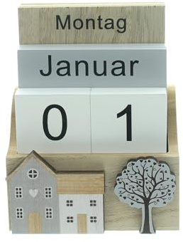 FRANK FLECHTWAREN Tischkalender Home, MDF, Holz, 11 x 6 x 14 cm | Maße: 11 x 6 x 14 cm