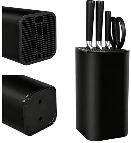 MFUSUL Messerblock Leer Schwarz, Messer Aufbewahrung Mit 21 Schlitzen und Abflussdesign, Multifunktionaler Messerhalter, Messerblock Ohne Messer für Küche & Arbeitsplatte