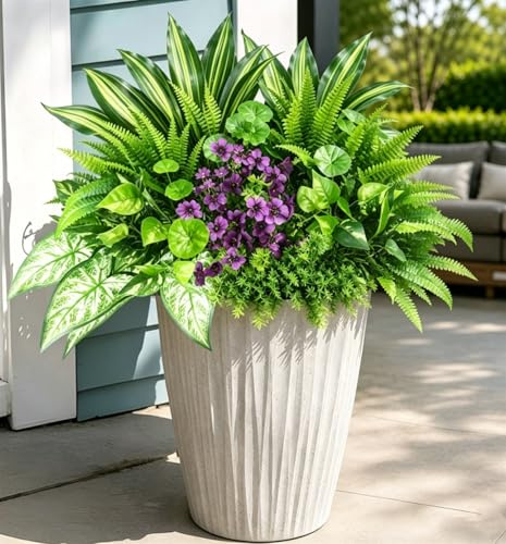 14Bündel Kunstpflanze Outdoor Künstliche Pflanzen Außen Grünpflanzen Plastikpflanzen Wetterfest Künstliche Blumen UV-beständig Künstliche Boston Farn Realistische für Balkon Garten Balkonkästen Deko