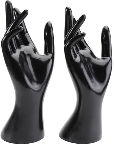 Schaufensterpuppenhand für Schmuck PVC 2 Stück Schmuckständer | Schwarz, Formstabil und Übersichtlich, für Armbanduhren, Ringe und Heimpräsentation auf Ablage