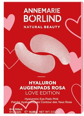 ANNEMARIE BÖRLIND Hyaluron Augenpads Rosa Love Edition (6 x 2 Stk.) | Eye Patches, Augenpads Gegen Augenringe, Fältchen&Linien, Mit Hyaluron, Geschenkset Damen, Glättende&Straffende Augenmaske