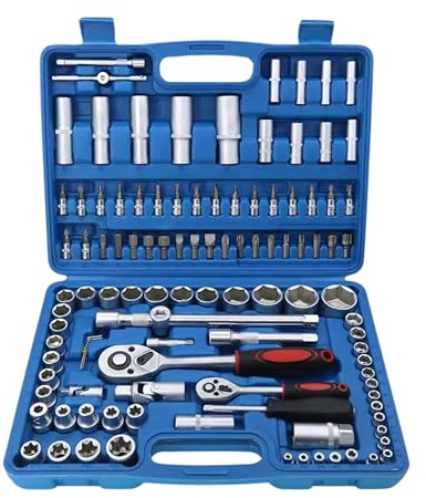 YASTA Set Di Chiavi A Bussola e Chiavi A Cricchetto Con Valigetta 108 Pezzi Set Bussole Cricchetto Cacciavite Attrezzi Per Meccanico e Fai Da Te