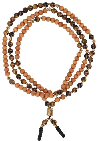 GURU SHOP Tibetische Chakra Gebetskette, Mala mit Buddhaperle | 108 Malaperlen, 20 Schmuckperlen, beruhigende Wirkung, fördert Ausgeglichenheit, handgefertigt in Kathmandu
