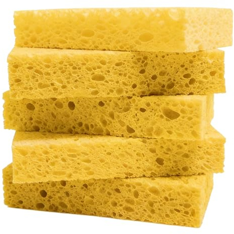 COYUN 5 pezzi Spugna Abrasiva Antigraffio Delicate, Spugna da Cucina, Spugna Abrasiva Cucina su Due Lati, ideale per la pulizia quotidiana di piatti, padelle anti-aderenti e vetro(Beige)