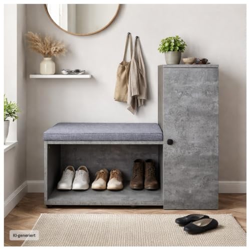 HTI living Schuhschrank mit Sitzbank Thekla Betonoptik