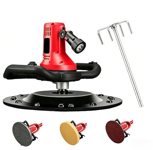 6-Speed Wall Plastering Machine, Cement Mixer & Smoothing Tool, Electric Trowel with LED Light, Stirring Rod Included for Home Renovation or Professional Use