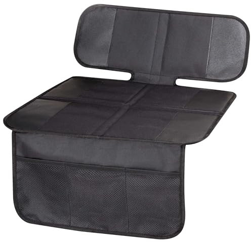 Walser Premium Kindersitzunterlage Auto Isofix kompatibel, 100% wasserabweisend, Rutschfester Autositzschoner Kindersitz, Unterlage Kindersitz Auto Universalgröße, Sitzschoner Auto Kindersitz schwarz