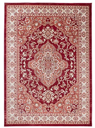 Mazovia Traditioneller Orientalischer Teppich - Weicher Teppich für Wohnzimmer Schlafzimmer Esszimmer - ÖKO-TEX Zertifiziert - AYLA - 120 x 170 cm - Rot