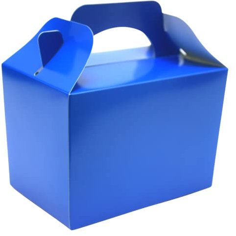 Lotus 15 x Children/Kids Plain Coloured Party Boxes Carry Food Meal Fun Picnic Birthday Wedding Favour/Baby Shower Party Halloween Trick or Treat Box Loot Bag (Royal Blue)