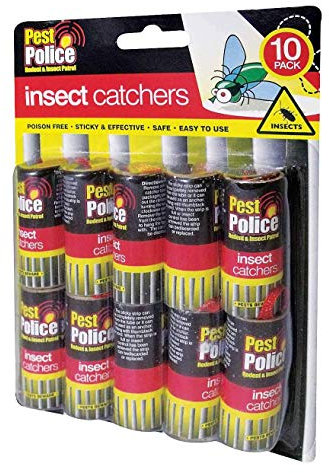 PEST POLICE 8 X 10 Sticky Paper Fly Catchers NO Fumes NO Mess Sticky Tape for CATCHING Them UNWANTED Insects.
