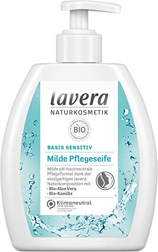lavera sapone delicato alla base – sapone liquido con aloe vera e camomilla biologica – compatibile senza seccare le mani – pH neutro sulla pelle – cosmetico naturale – vegano – biologico (6 x 250 ml)