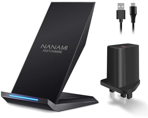 NANAMI Wireless Charger with Plug for - Qi-Certified Fast Cordless Charger for iPhone 16 15 14 13 12 11 SE2 XS XR X 8 8 Plus, Induction Charging Stand for Samsung Galaxy S24 S23 S22 S21 S20 S10 S9 S8
