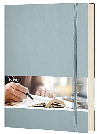 EMSHOI Liniertes Tagebuch – B5 College liniert Komposition Journal mit 416 nummerierten Seiten, Hardcover, 100 g/m² dickes Papier, 19,3 x 25,4 cm, graublau