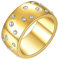 PAMTIER Damen Edelstahl Eternity Statement Starry Ring mit Cubic Zirkonia 10MM Breiter Ehering Gold Größe 60