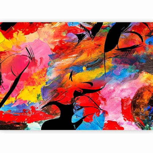 murando - Papier peint panoramique figuratif 350x256 cm - Revêtement mural décoration salon - Design moderne - Bleu orange beige violet - Artistique femmes visages abstrait coloré h-C-0230-a-a