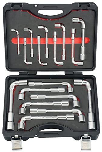 CLES A PIPE DEBOUCHEES 6-6 PANS 8 à 24 MM en COFFRET - JEU DE 17 CLES