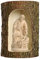 Weihnachtskrippe mit Jesus, Maria und Josef aus Holz in einem handgefertigten Baumstamm im Grödental (Modell Heilige Nacht) (Natur / Naturholz)