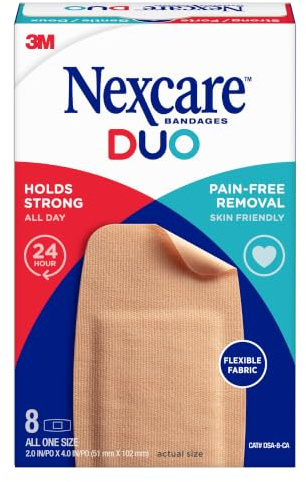 Nexcare, Duo Fabric Bandages Knee and Elbow, 8 Count