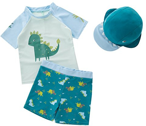amiyan Kinder Jungen Badeanzug Bademode Schwimmbekleidung Uv-Schutz Dinosaurier Bade-Set mit Hut