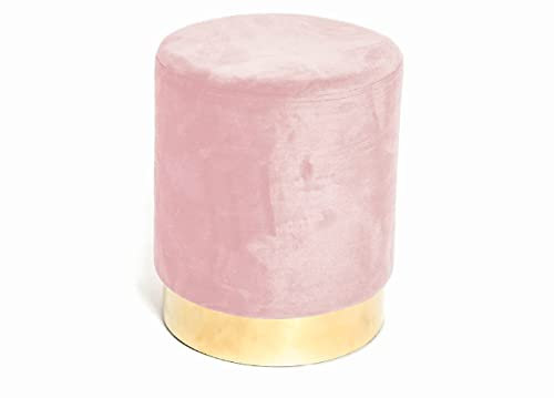 SOFFICIOSO Pouf Imbottito Modello Cilindro in Tinta Unita Salotto/Camera Effetto Velluto Vari Colori Pouf Rosa Antico