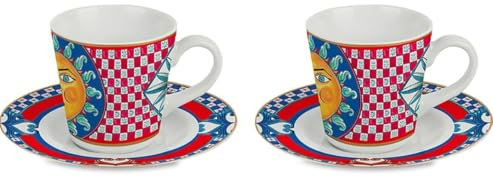 Baci Milano Sole Mio Set 2 Tazzine Caffè Porcellana