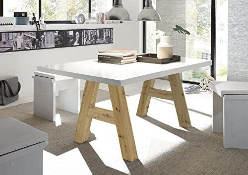 58 aufm Kessel Esszimmertisch Elia 2 160 x 90 x 75 Esstisch Asteiche/Weiß Matt Lack 13265-160