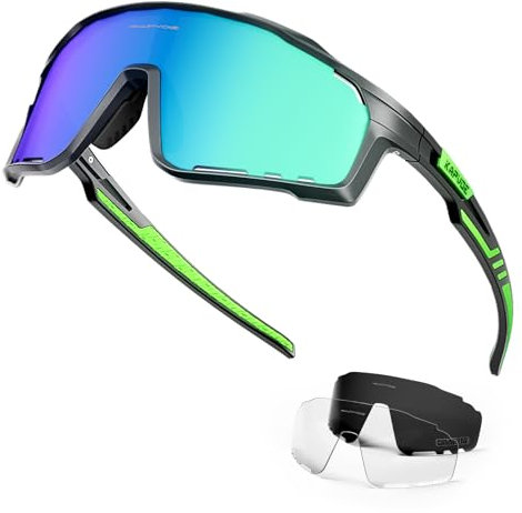 KAPVOE Polarisiert Fahrradbrille Herren Damen Sonnenbrille UV400 Schutz Sportbrille Radbrille Sportsonnenbrillen Radsportbrille Radfahren MTB Brille Rennrad Laufen Wandern Volleyball Bergsteigen 04