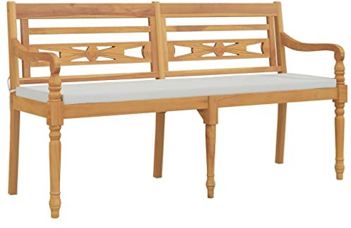 vidaXL Batavia-Bank mit Kissen 150 cm Massivholz Teak