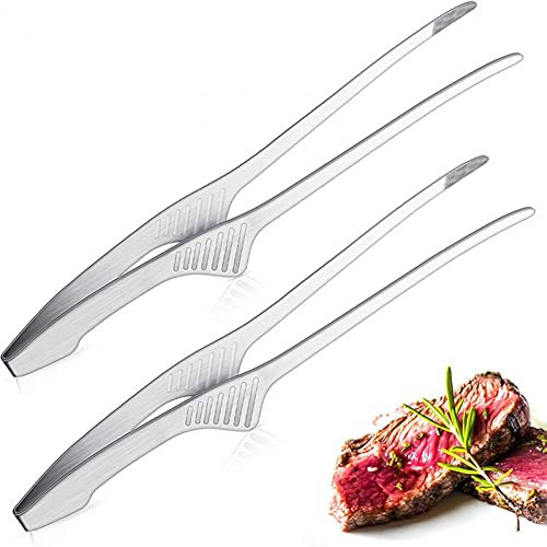 Wudaizhi 2 Pcs Korean Bbq Tongs Self-standing Grill Tongs Non-slip Tweezers Cooking Utensils for Serving Food, Salad, Barbecue, Buffet