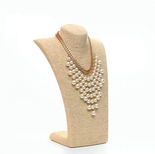 Love de La Vie Espositore per gioielli in corda di canapa, supporto per collana, organizer per collane, busti, grandi dimensioni (beige)