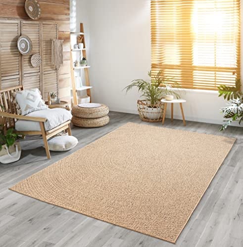 the carpet Kansas - robuster In- und Outdoor Teppich im natürlichen Jute-Look, wetterfest, geeignet für Terrasse und Garten, ca. 240 x 340 cm