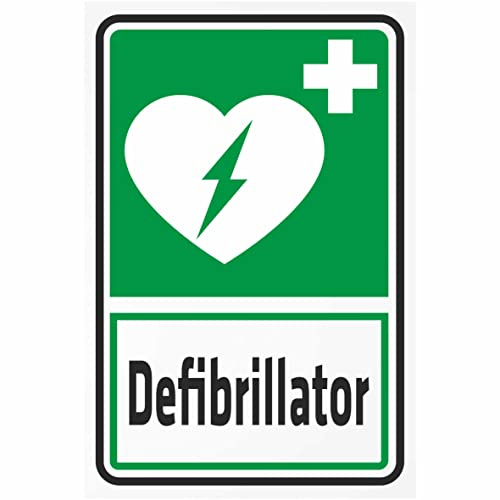 INDIGOS UG - Alu - Dibond Schilder 3mm - Sicherheit - Defibrillator - 600x400 mm - Hotel, Firma, Schutz, KITA, Arzt, Praxis, Wohnung