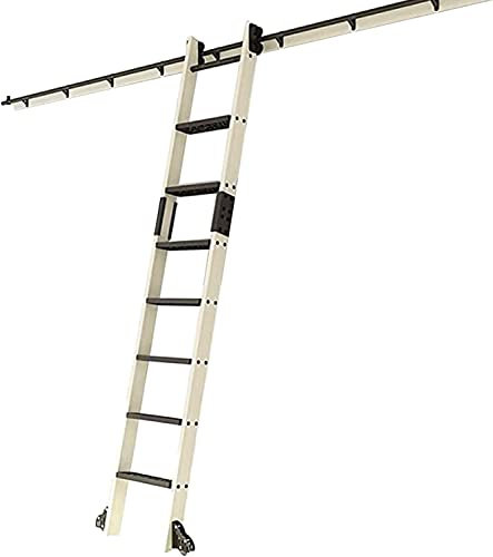 Sliding Barn Door Kit For Home/Office, Library Rolling Ladder Hardware Kit Extention Track/Rail(No Ladder), With Floor Roller Wheels Round Tube Mobile Ladder Track (Size : 13ft/400cm Track kit)