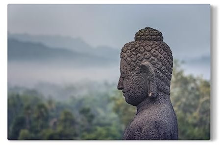 artboxONE Galerie-Print 90x60 cm Buddha-Statue auf der Insel Java hochwertiges Acrylglas auf Alu-Dibond von Manjik