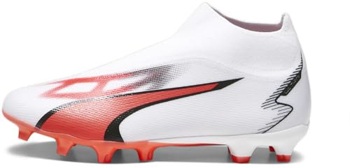 Puma Future Match+ - Tacos de fútbol sin cordones para hombre, Blanco/Negro/Naranja, 45 EU