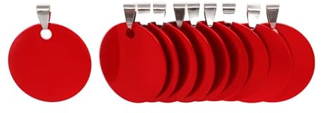 NanTun Runde Aluminium-Erkennungsmarken, DIY gravierte Katzen- und Hundemarken, personalisierte Haustier-Identitätsnamen, leere Hundemarke zum Selberschnitzen, Durchmesser 3 cm, Rot, 30 Stück