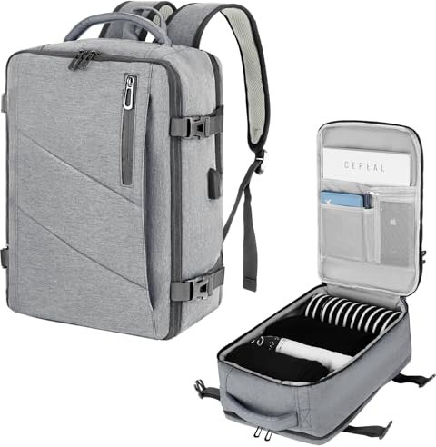 VOESLD Ryanair Handgepäck 40x20x25, Handgepäck Rucksack Damen Herren Laptop Rucksack Hellgrau Wasserdicht, Reiserucksack flugzeug für Alle Großen Airlines