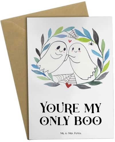 Mr. & Mrs. Panda Glückwunschkarte Gespenster Liebe - Geschenk, Dekoration, einladungskarten, hochzeitskarten, genesungskarte, Paar, weihnachtskarten, Verliebt, glückwunschkarten, Gespenst