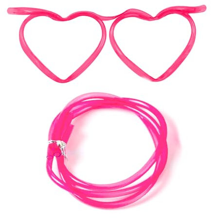 Rumyve1 Novelty Straw Glasses,Reusable Curly Straws,Kids Birthday Party Beach Party Great Fun for Kids(Rose red)