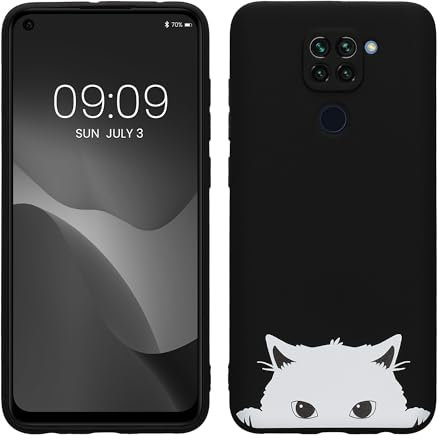 kwmobile Coque pour Smartphone Compatible avec Xiaomi Redmi Note 9 - Housse de téléphone en Silicone Noir-Blanc